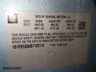 2011 Chevrolet Cruze LT w/1FL with VIN 1G1PE5S96B7192116, listed as a Copart auction lot 48573155 with 145,857 mi miles and Clean Title. Bid and sale history available at carsss.com. Image 13.