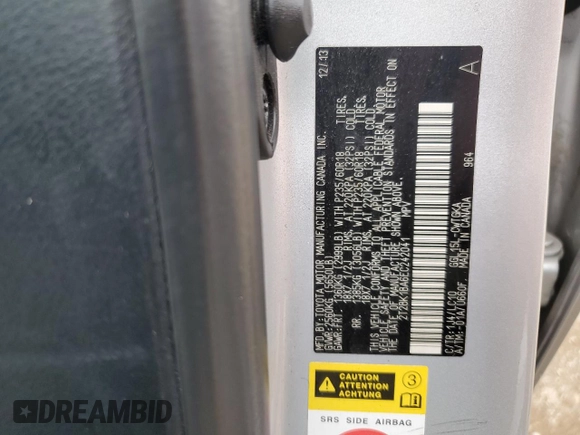 2014 Lexus RX 350 with VIN 2T2BK1BA6EC242041, listed as a Copart auction lot 58560465 with 151,988 mi miles and Salvage title. Bid and sale history available at DreamBid. Image 12.