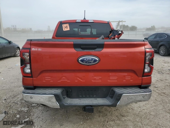 2024 Ford Ranger LARIAT with VIN 1FTER4KH2RLE38343, listed as a Copart auction lot 77941904 with 0 mi miles and Salvage Title. Bid and sale history available at carsss.com. Image 6.