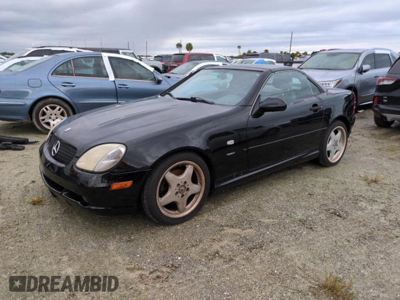 1999 Mercedes-Benz SLK-Class with VIN WDBKK47F5XF094256, listed as a Copart auction lot 75080164 with 0 mi miles and Salvage Title. Bid and sale history available at carsss.com. Image 1.