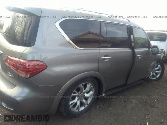 2011 Infiniti QX56 7-passenger with VIN JN8AZ2NE5B9005465, listed as a IAAI auction lot 40454970 with 1 mi miles. Bid and sale history available at carsss.com. Image 4.