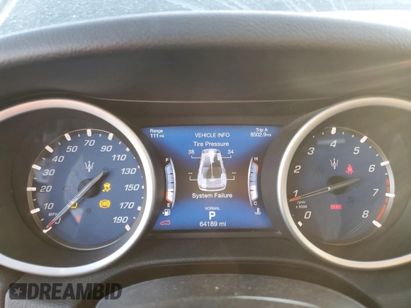 2019 Maserati Ghibli z VIN ZAM57XSA3K1325881, wystawiony jako Copart lot #80973694 z przebiegiem 64 189 mil mil oraz Szkoda całkowita • Salvage title. Historia ofert i sprzedaży dostępna na DreamBid. Obrazek 9.