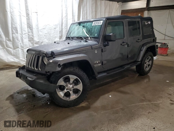 2018 Jeep Wrangler JK Unlimited Sahara with VIN 1C4HJWEG2JL848115, listed as a Copart auction lot 80292624 with 72,591 mi miles and Salvage Title. Bid and sale history available at carsss.com. Image 1.