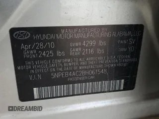 2011 Hyundai Sonata GLS with VIN 5NPEB4AC2BH061548, listed as a Copart auction lot 42975265 with 130,491 mi miles and Clean Title. Bid and sale history available at carsss.com. Image 12.