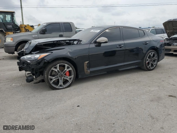 2021 Kia Stinger GT with VIN KNAE35LC8M6089963, listed as a Copart auction lot 72690844 with 43,317 mi miles and Salvage Title. Bid and sale history available at carsss.com. Image 1.