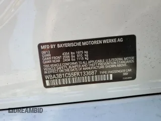 2014 BMW 3 Series 320i with VIN WBA3B1C55EK133687, listed as a Copart auction lot 63049945 with 95,604 mi miles and Salvage title. Bid and sale history available at DreamBid. Image 12.