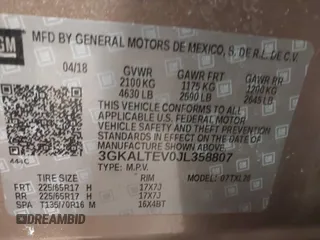 2018 GMC Terrain SLE with VIN 3GKALTEV0JL358807, listed as a IAAI auction lot 41455770 with 72,472 mi miles. Bid and sale history available at carsss.com. Image 9.