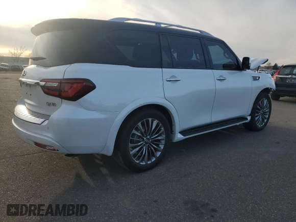 2021 Infiniti QX80 SENSORY with VIN JN8AZ2BE4M9273804, listed as a Copart auction lot 82141324 with 57,873 mi miles and Salvage Title. Bid and sale history available at carsss.com. Image 3.