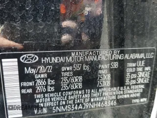 2022 Hyundai Santa Fe SEL z VIN 5NMS34AJ9NH468346, wystawiony jako Copart lot #50541605 z przebiegiem 71 767 mil mil oraz Szkoda całkowita • Salvage title. Historia ofert i sprzedaży dostępna na DreamBid. Obrazek 15.