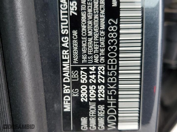 2014 Mercedes-Benz E-Class E 350 Sport with VIN WDDHF5KB5EB033882, listed as a Copart auction lot 42989645 with 122,146 mi miles and Salvage Title. Bid and sale history available at carsss.com. Image 14.