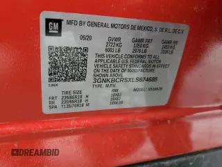 2020 Chevrolet Blazer LT with VIN 3GNKBCRSXLS674685, listed as a Copart auction lot 52695895 with 73,223 mi miles and Salvage title. Bid and sale history available at DreamBid. Image 12.