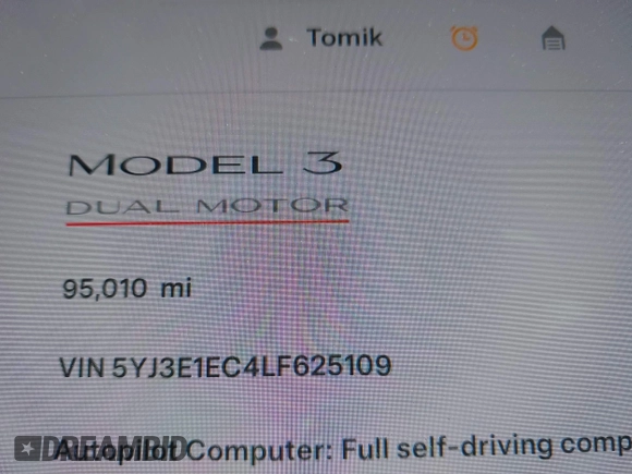 2020 Tesla Model 3 Performance z VIN 5YJ3E1EC4LF625109, wystawiony jako IAAI lot #41735149 z przebiegiem 95 010 mil mil oraz . Historia ofert i sprzedaży dostępna na DreamBid. Obrazek 12.
