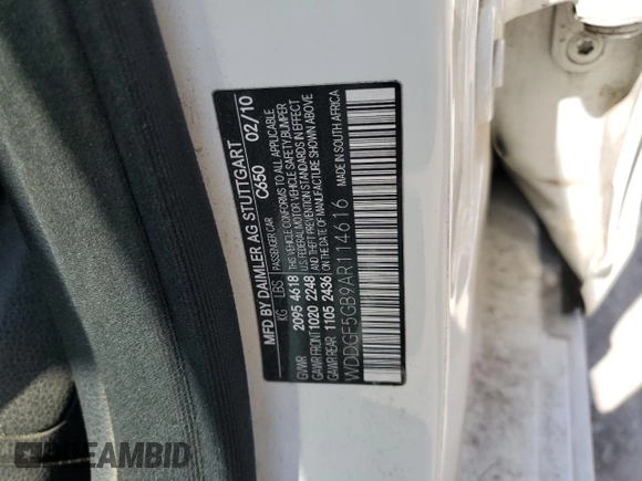 2010 Mercedes-Benz C 350 Sport with VIN WDDGF5GB9AR114616, listed as a Copart auction lot 62102435 with 186,707 mi miles and Clean title. Bid and sale history available at DreamBid. Image 12.