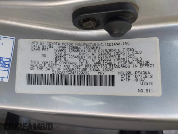 2004 Toyota Sienna XLE z VIN 5TDZA22C24S120232, wystawiony jako IAAI lot #42539225 z przebiegiem 141 481 mil mil oraz . Historia ofert i sprzedaży dostępna na DreamBid. Obrazek 9.