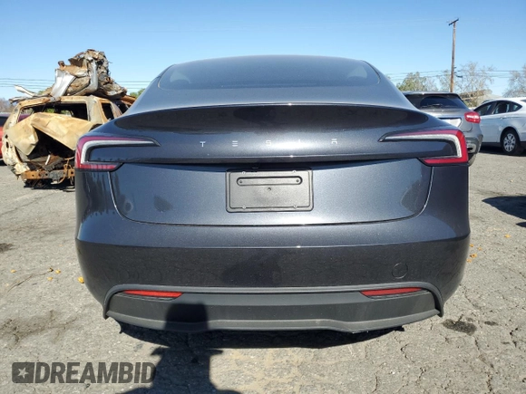 2025 Tesla Model 3 Long Range with VIN 5YJ3E1EA1SF878806, listed as a Copart auction lot 50427005 with 9,790 mi miles and Salvage Title. Bid and sale history available at DreamBid. Image 6.