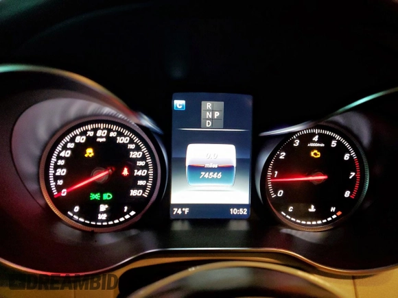 2019 Mercedes-Benz GLC 300 with VIN WDC0G4JB2KF587198, listed as a Copart auction lot 60434795 with 74,546 mi miles and Salvage title. Bid and sale history available at DreamBid. Image 9.