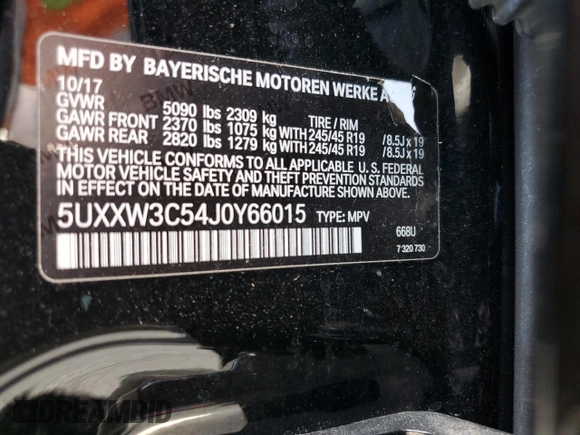 2018 BMW X4 xDrive28i with VIN 5UXXW3C54J0Y66015, listed as a Copart auction lot 49333483 with 63,718 mi miles. Bid and sale history available at carsss.com. Image 13.