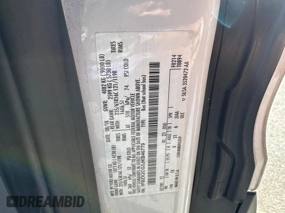 2018 Ford Transit XL с VIN 1FBZX2CG3JKB46779, выставлен на аукционе Copart как лот 89145775 с пробегом 168 914 миль миль и Чистый • Clean title. История ставок и продаж доступна на DreamBid. Изображение 10.