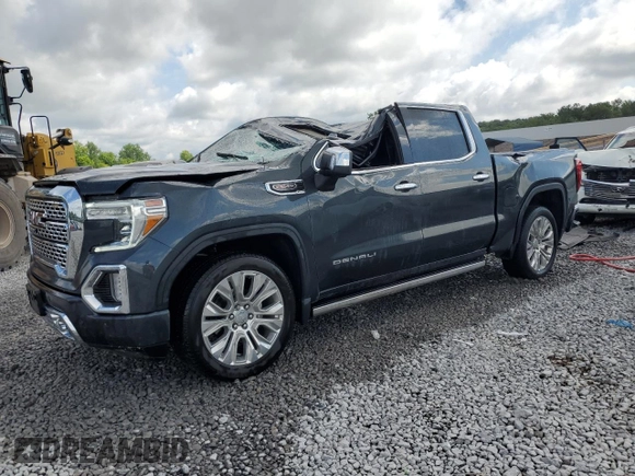 2021 GMC Sierra 1500 Denali with VIN 1GTU9FEL1MZ252967, listed as a Copart auction lot 58204675 with 34,686 mi miles and Salvage title. Bid and sale history available at DreamBid. Image 1.