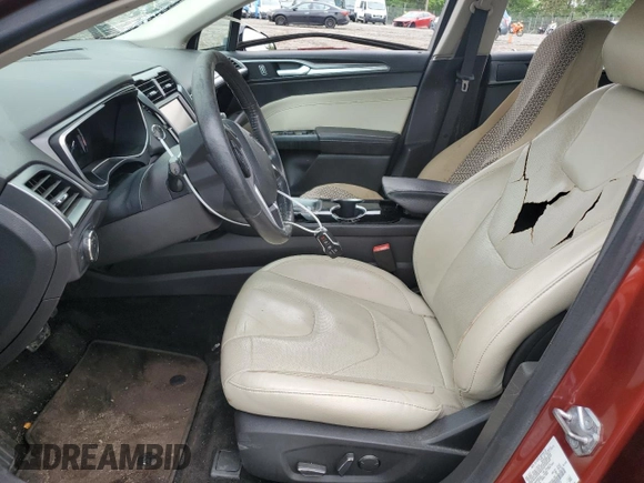 2014 Ford Fusion Titanium Hybrid with VIN 3FA6P0RU4ER387323, listed as a Copart auction lot 57107195 with Not provided miles and Salvage title. Bid and sale history available at DreamBid. Image 7.