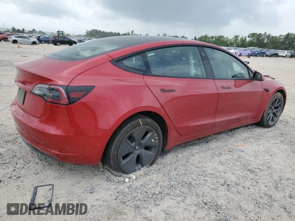 2023 Tesla Model 3 with VIN 5YJ3E1EA5PF567113, listed as a Copart auction lot 53376365 with 45,247 mi miles and Salvage title. Bid and sale history available at DreamBid. Image 3.
