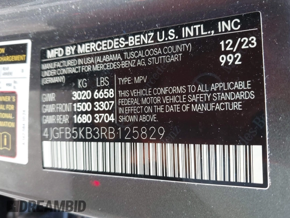 2024 Mercedes-Benz GLE 450 с VIN 4JGFB5KB3RB125829, выставлен на аукционе IAAI как лот 42243470 с пробегом 16 652 миль миль и . История ставок и продаж доступна на DreamBid. Изображение 9.