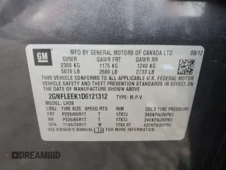 2013 Chevrolet Equinox LT with VIN 2GNFLEEK1D6121312, listed as a Copart auction lot 54044815 with 96,411 mi miles and Salvage Title. Bid and sale history available at DreamBid. Image 13.