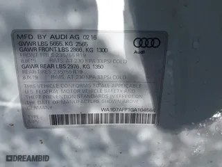 2016 Audi Q5 Premium Plus with VIN WA1D7AFP1GA104566, listed as a IAAI auction lot 41404142 with 53,011 mi miles. Bid and sale history available at carsss.com. Image 9.