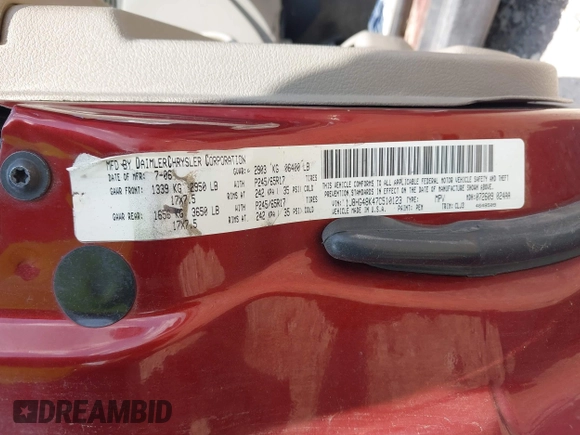 2007 Jeep Commander Sport with VIN 1J8HG48K47C510123, listed as a IAAI auction lot 42673071 with 145,137 mi miles and . Bid and sale history available at DreamBid. Image 9.