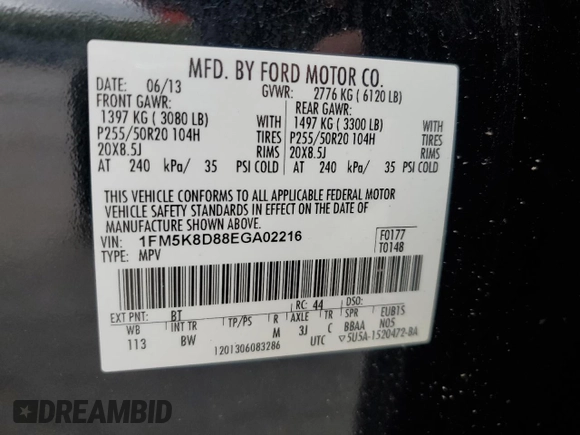 2014 Ford Explorer XLT z VIN 1FM5K8D88EGA02216, wystawiony jako Copart lot #56205835 z przebiegiem 152 374 mil mil oraz Szkoda całkowita • Salvage title. Historia ofert i sprzedaży dostępna na DreamBid. Obrazek 13.
