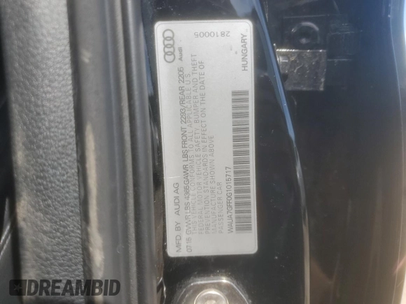 2016 Audi A3 1.8T Premium with VIN WAUA7GFF0G1015717, listed as a Copart auction lot 48679993 with 94,923 mi miles. Bid and sale history available at carsss.com. Image 14.