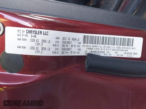 2009 Jeep Commander Sport with VIN 1J8HH48K59C500605, listed as a IAAI auction lot 41305450 with 86,315 mi miles and . Bid and sale history available at DreamBid. Image 9.
