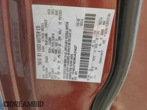 2009 Ford Explorer Eddie Bauer with VIN 1FMEU74E99UA33427, listed as a Copart auction lot 50471235 with 136,649 mi miles and Salvage title. Bid and sale history available at DreamBid. Image 13.