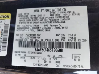 2019 Ford Mustang GT with VIN 1FA6P8CF4K5120688, listed as a IAAI auction lot 42268585 with 97,505 mi miles and . Bid and sale history available at DreamBid. Image 9.