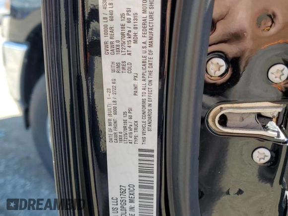 2023 Ram 2500 Big Horn with VIN 3C6UR5DL0PG517627, listed as a Copart auction lot 51346535 with 29,503 mi miles and Salvage title. Bid and sale history available at DreamBid. Image 13.