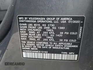 2021 Volkswagen Atlas SE с VIN 1V2KR2CAXMC513192, выставлен на аукционе IAAI как лот 41566796 с пробегом 91 794 миль миль и . История ставок и продаж доступна на DreamBid. Изображение 9.