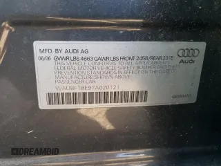 2007 Audi A4 2.0T with VIN WAUBF78E97A020121, listed as a Copart auction lot 44062605 with 101,846 mi miles and Clean Title. Bid and sale history available at carsss.com. Image 12.