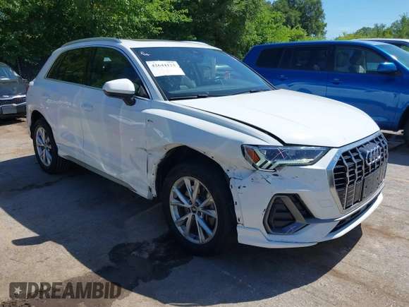 2023 Audi Q3 S line Premium with VIN WA1DECF34P1096834, listed as a IAAI auction lot 42644123 with 62,360 mi miles and . Bid and sale history available at DreamBid. Image 1.