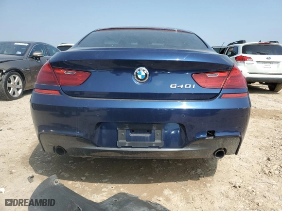 2015 BMW 6 Series 640i with VIN WBA6A0C57FGB53523, listed as a Copart auction lot 51296025 with 0 mi miles and Clean Title. Bid and sale history available at carsss.com. Image 6.