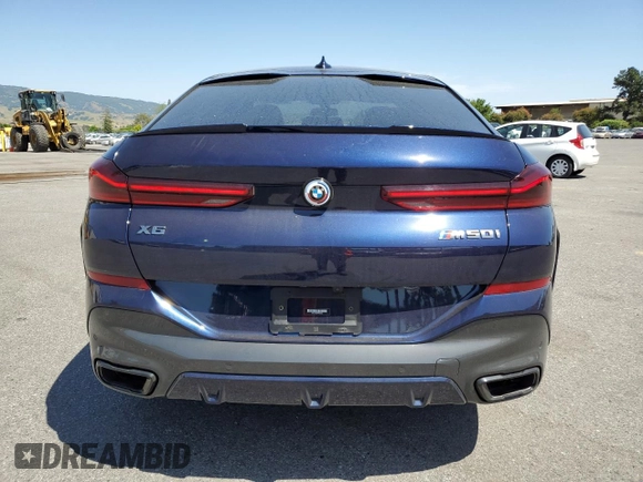 2023 BMW X6 M50i with VIN 5UXCY8C09P9P28422, listed as a Copart auction lot 52818133 with 4,131 mi miles and Salvage Title. Bid and sale history available at carsss.com. Image 6.