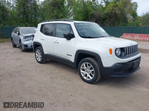 2018 Jeep Renegade Sport with VIN ZACCJBABXJPJ38577, listed as a IAAI auction lot 42112944 with 139,439 mi miles. Bid and sale history available at carsss.com. Image 1.
