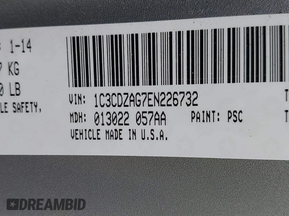 2014 Dodge Avenger SE z VIN 1C3CDZAG7EN226732, wystawiony jako IAAI lot #42383178 z przebiegiem 113 867 mil mil oraz . Historia ofert i sprzedaży dostępna na DreamBid. Obrazek 9.