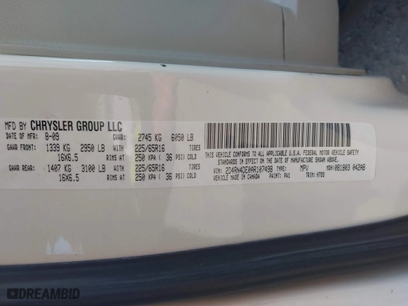 2010 Dodge Grand Caravan SE with VIN 2D4RN4DE0AR107498, listed as a IAAI auction lot 42048596 with 242,643 mi miles. Bid and sale history available at carsss.com. Image 9.