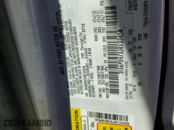 2018 Ford Fusion SE with VIN 3FA6P0H7XJR133458, listed as a Copart auction lot 42201015 with 135,136 mi miles and Salvage Title. Bid and sale history available at carsss.com. Image 12.