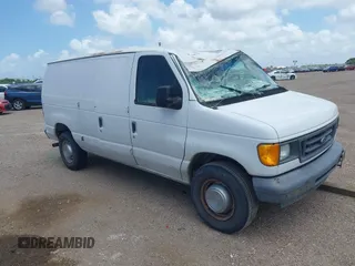 2005 Ford Econoline Cargo with VIN 1FTNE24L65HB17842, listed as a IAAI auction lot 42441680 with 216,578 mi miles and . Bid and sale history available at DreamBid. Image 1.