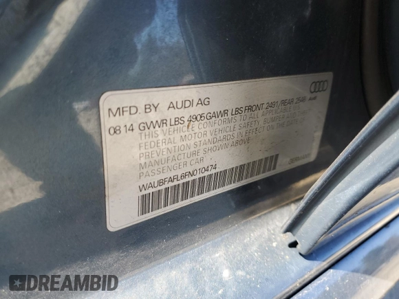2015 Audi A4 Premium with VIN WAUBFAFL6FN010474, listed as a Copart auction lot 52639935 with 104,362 mi miles and Clean Title. Bid and sale history available at carsss.com. Image 12.