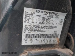 2006 Ford Super Duty F-250 XL with VIN 1FTSW21P86EB01104, listed as a IAAI auction lot 41660029 with 190,561 mi miles. Bid and sale history available at carsss.com. Image 9.