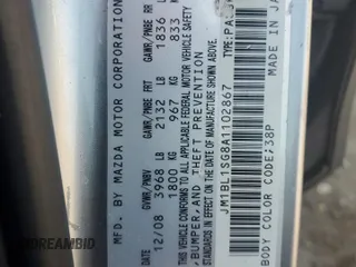2010 Mazda 3 i Touring with VIN JM1BL1SG8A1102867, listed as a Copart auction lot 55355085 with 102,184 mi miles and Salvage Title. Bid and sale history available at DreamBid. Image 12.