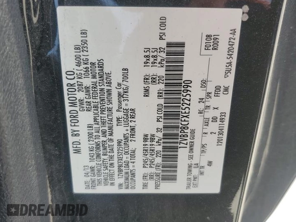 2014 Ford Mustang GT z VIN 1ZVBP8CFXE5225990, wystawiony jako Copart lot #55694085 z przebiegiem 116 477 mil mil oraz Szkoda całkowita • Salvage title. Historia ofert i sprzedaży dostępna na DreamBid. Obrazek 12.