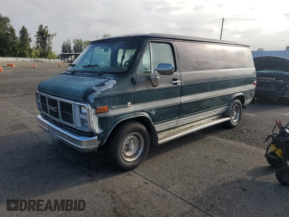 1991 GMC Vandura z VIN 1GDEG25K6M7504729, wystawiony jako Copart lot #71146614 z przebiegiem 181 800 mil mil oraz Tytuł czysty. Historia ofert i sprzedaży dostępna na DreamBid. Obrazek 1.